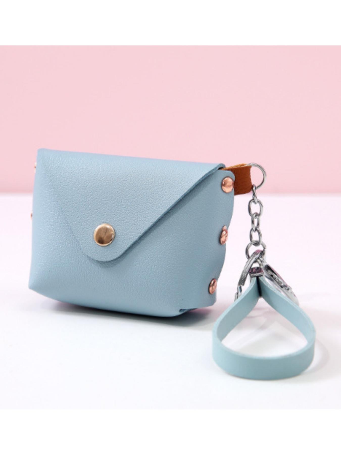 Korean Style Creative Keychain Bag, PU Leather Wrist Strap Coin Purse, Mini Storage Pouch, Boho Fashion Accessory for All Seasons