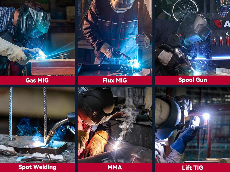 ARCCAPTAIN iControl MIG205 Pro MIG Welder 205A 110V 220V Gas MIG/Gasless Flux MIG/MMA Stick/Lift TIG/Spot Welding/Spool Gun Aluminum 6 in 1 Professional Welder Machine, APP Control Multi-process Welding Machine Tool Electric