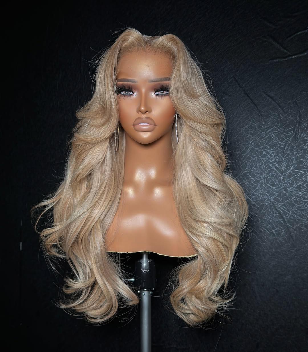 13x6 Ash Blonde Wigs Human Hair 200% Density Body Wave Lace Front Wigs for Women Milk Tea Blonde Colored Human Hair Wigs Pre Plucked SpringStatements