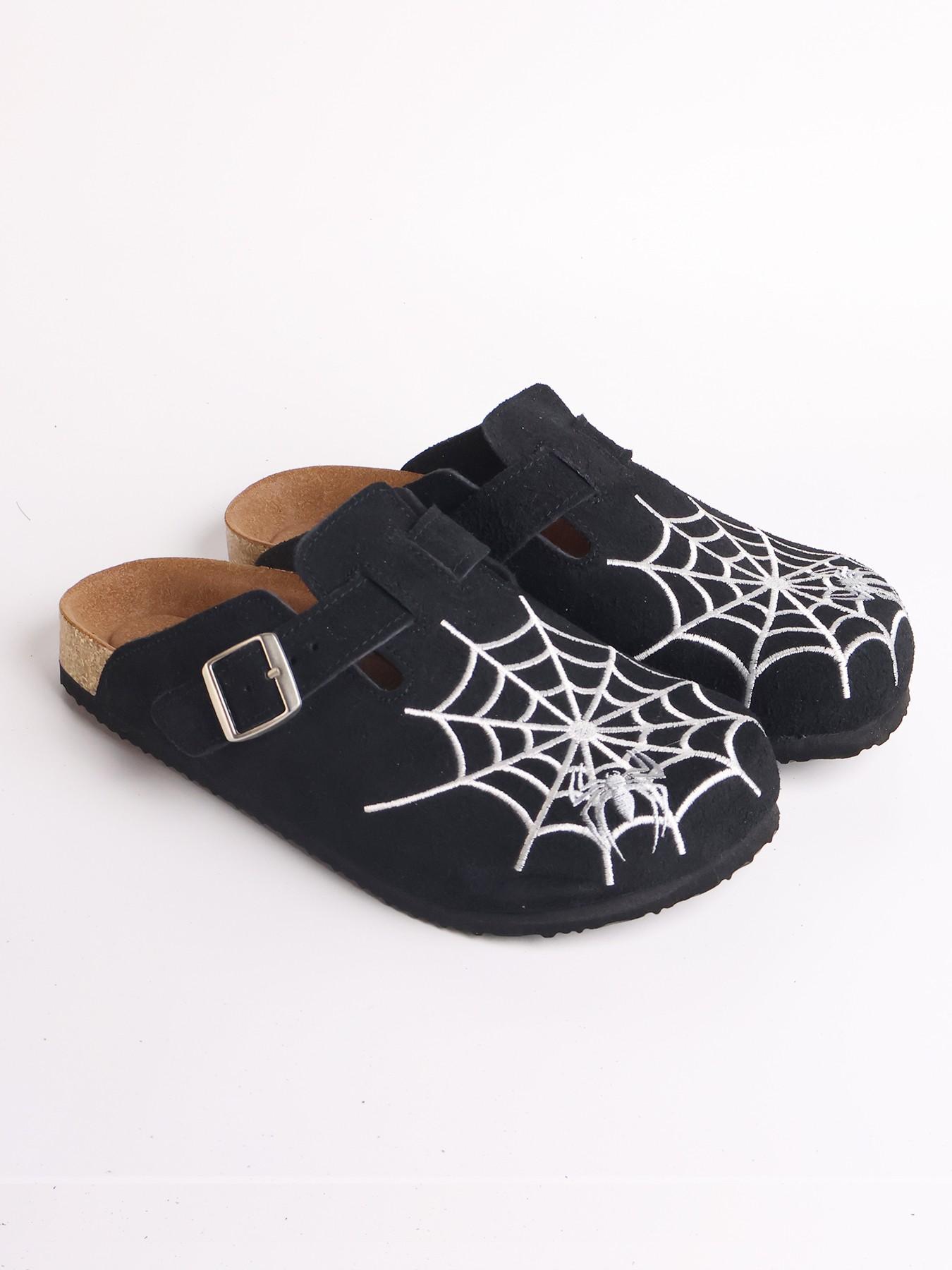 Men\'s Spider Man Black Suede Slip-On Clogs with Red & Blue Spider Embroidery Spider-Miles Graffiti Men main image 2