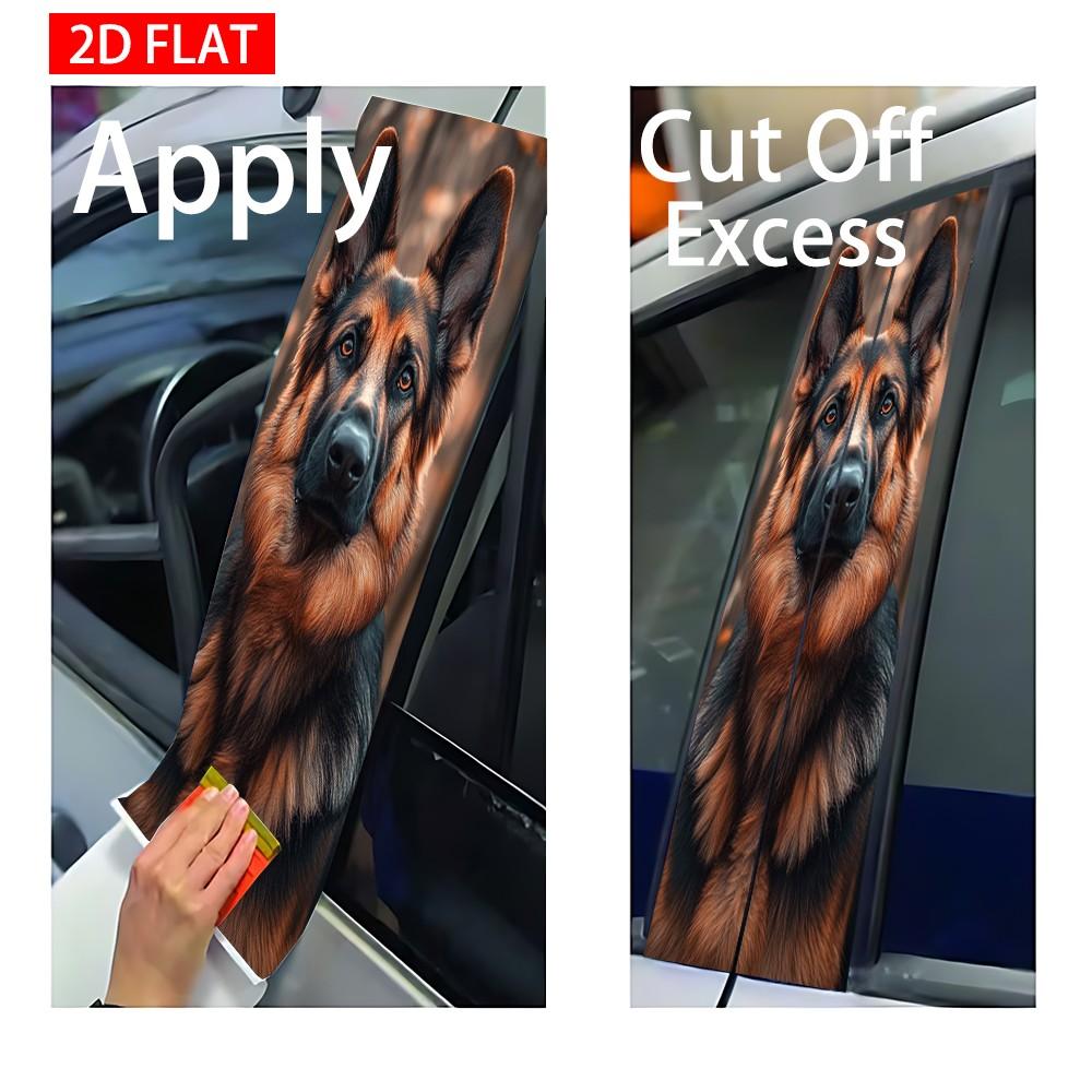 2 Sets German Shepherd Car B Pillar Stickers, Self-Adhesive PVC, Waterproof Scratch-Resistant, Ideal for Car Exterior Decoration