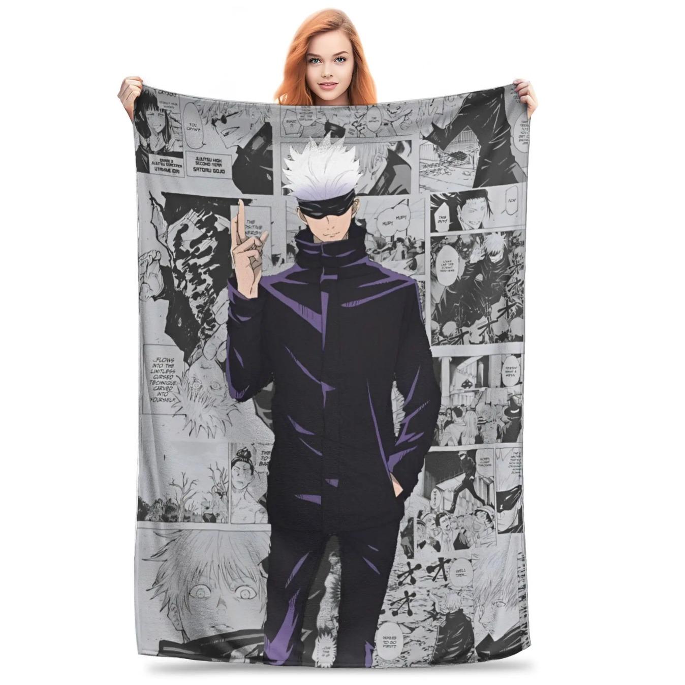 Satoru Gojo Throw Blanket for Couch Soft Fuzzy Plush Blanket 50x60 Inch Anime Inspired Bedspread All Seasons Cozy Warm Flannel Throw Blanket for Sofa Bed Room Decor, Anime Gift, Christmas Birthday Gift, TikTok Made Me Buy It