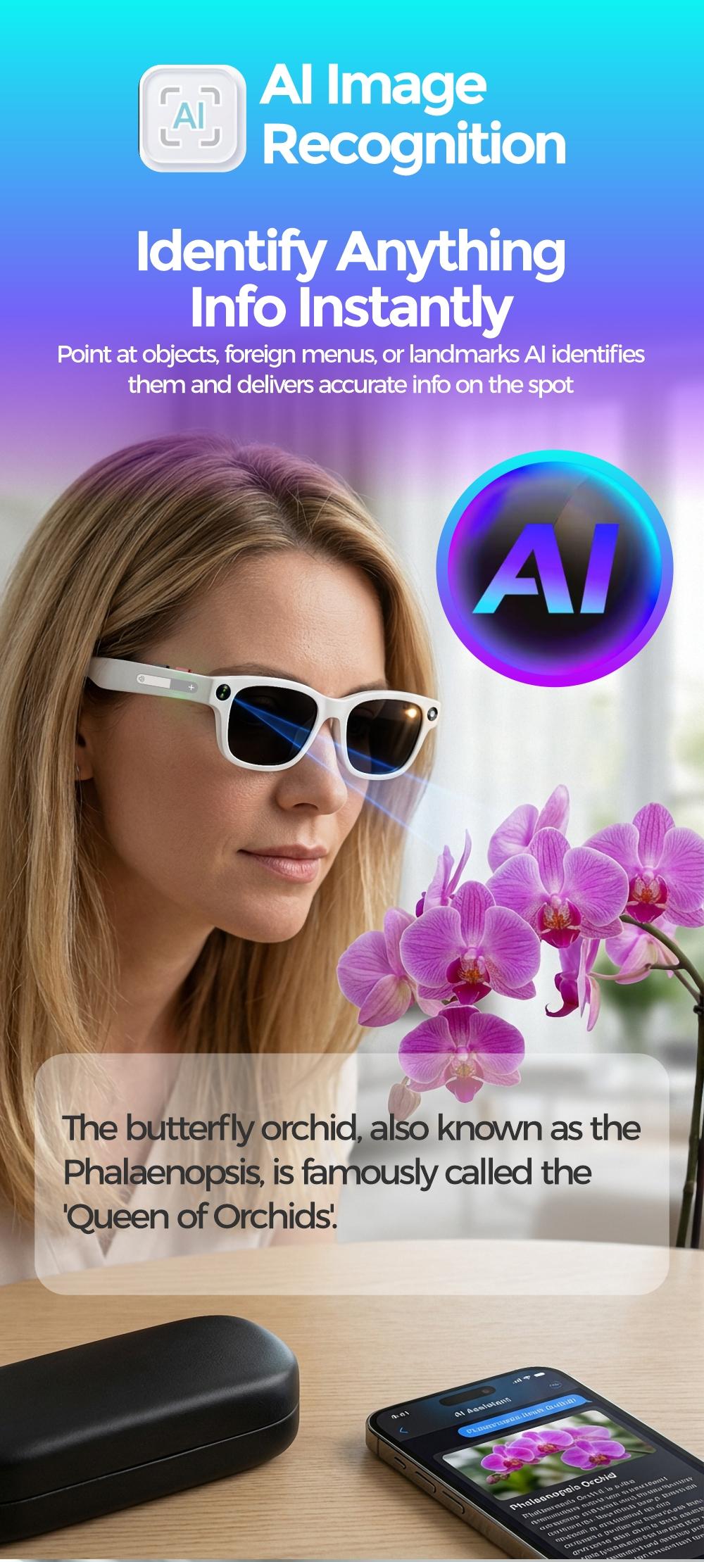 2026 New AIMB-S1 All-in-One AI Smart Camera Glasses, 1080P HD EIS Anti-Shake Video, AI Image Recognition & Voice Control, Bluetooth Audio Calls, Wi-Fi Transfer, Magnetic Charging, Lightweight Wearable Glasses for Travel, Sports & Daily Outdoor Use