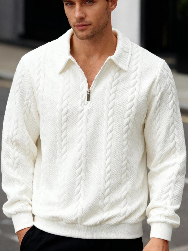 2-Pack Men's Half-Zip Pullover Sweaters, Cable Knit Collared Tops, Soft Warm Casual Long-Sleeve Outfits for Fall/Winter Daily Wear & Fashion Styles