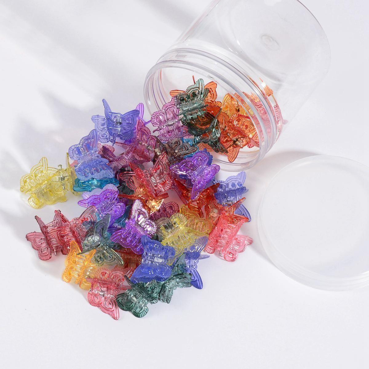 50 Pcs Shiny Mini Butterfly Hair Clips, Candy Color Spray Paint, Gentle on Hair, Perfect for Side Bangs and Boat Hairstyles