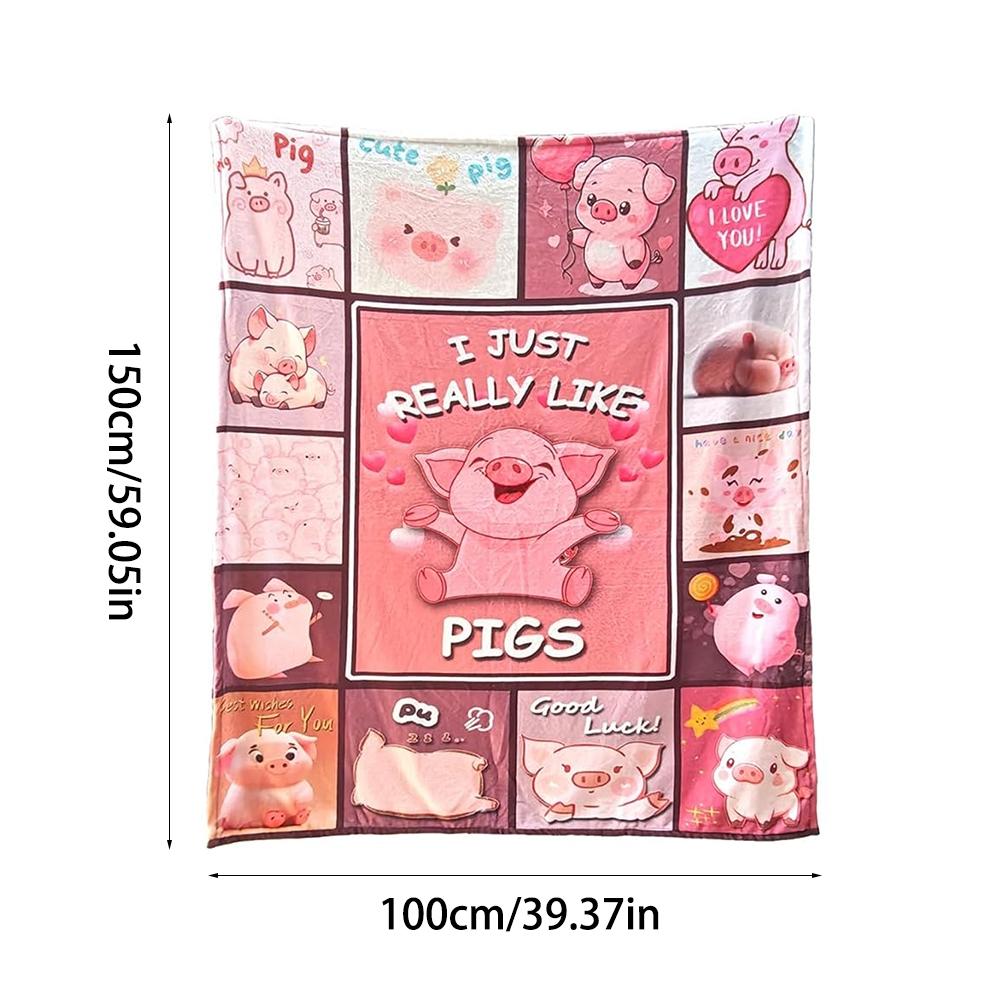 Cute Pig Blanket, Cartoon Adorable Small Pig Flannel Throw, Sleeping Blanket, Multi-Purpose Soft Blanket, Pig Lover Gift