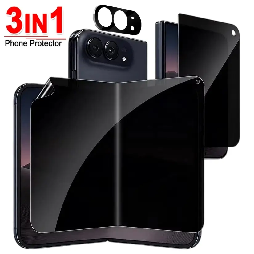 3-in-1 Privacy Hydrogel Inner and Front Film 3D Camera Lens Glass for Iphone Duo Fold Screen Protector Full Coverage Anti-peeping Protective Film