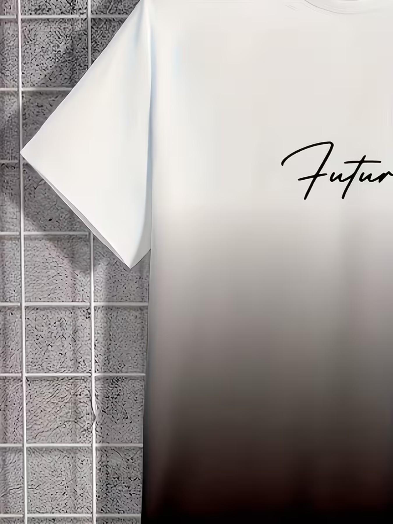 Men's Summer Casual Sports Set, Striped Print Short Sleeve T-Shirt and Pocket Shorts, Gradient Blue to