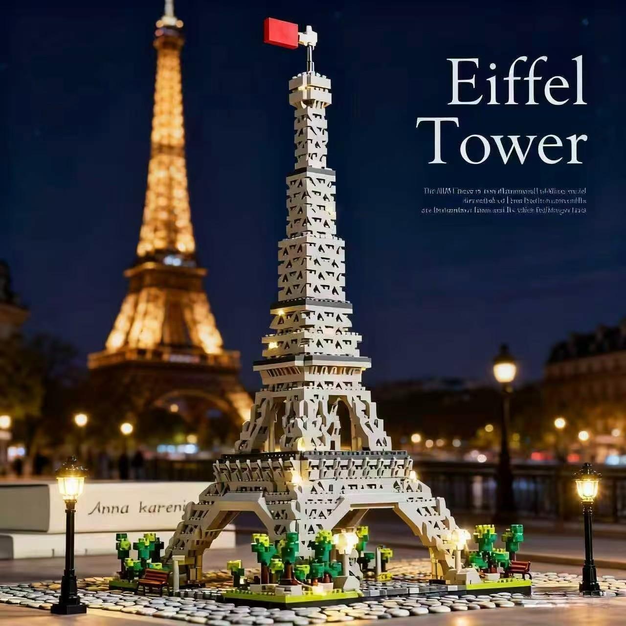 1875pcs Eiffel Tower Micro Particle Building Blocks Set, Collectible Model Kit, Halloween Christmas Thanksgiving Gift, No Light Included
