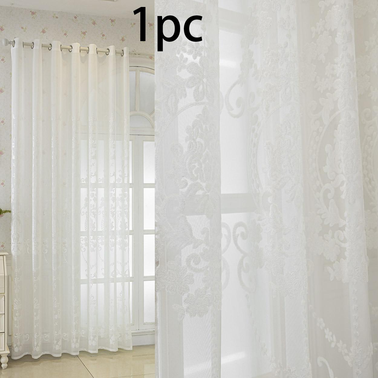 European Luxury Floral Semi-Transparent Curtain, Lightweight Breathable, Ideal for Living Room, Bedroom, Balcony, Kitchen, Office, Garden