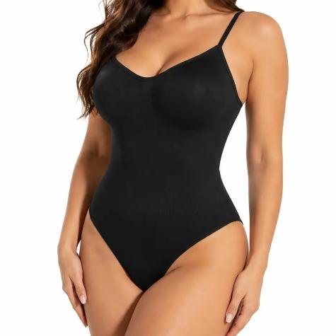 Women's adjustable strap bodysuit shapewear, Under dress shapewear, seamless stretch sculpting wear, tummy control waist trainer, butt lifting shaping lingerie, breathable smooth base layer, curve enhancing design, perfect for daily wear and fitness