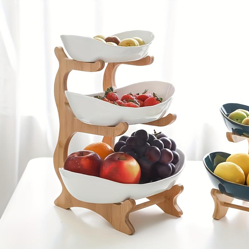 Colorful Fruit Basket Set, 2 & 3 Tier Dessert Stand with Wooden Frame, Plastic Fruit Bowl, Small Cake Holder, Cookie Plate, Candy Buffet, Dessert Table Display, Dessert Table Stands