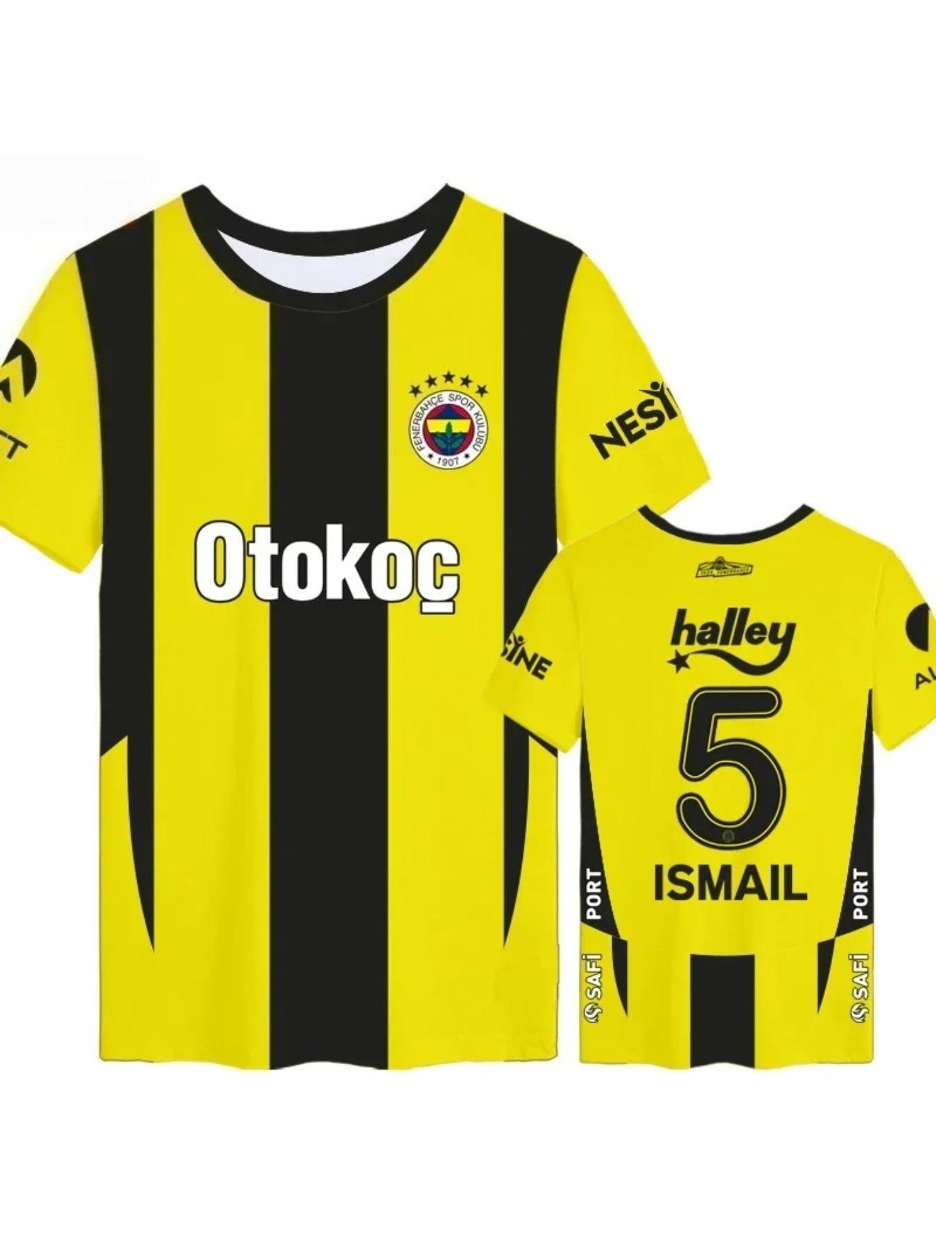 Fenerbahçe football T-shirt, men's and women's fans short-sleeved T-shirt, 3D printed sports T-shirt