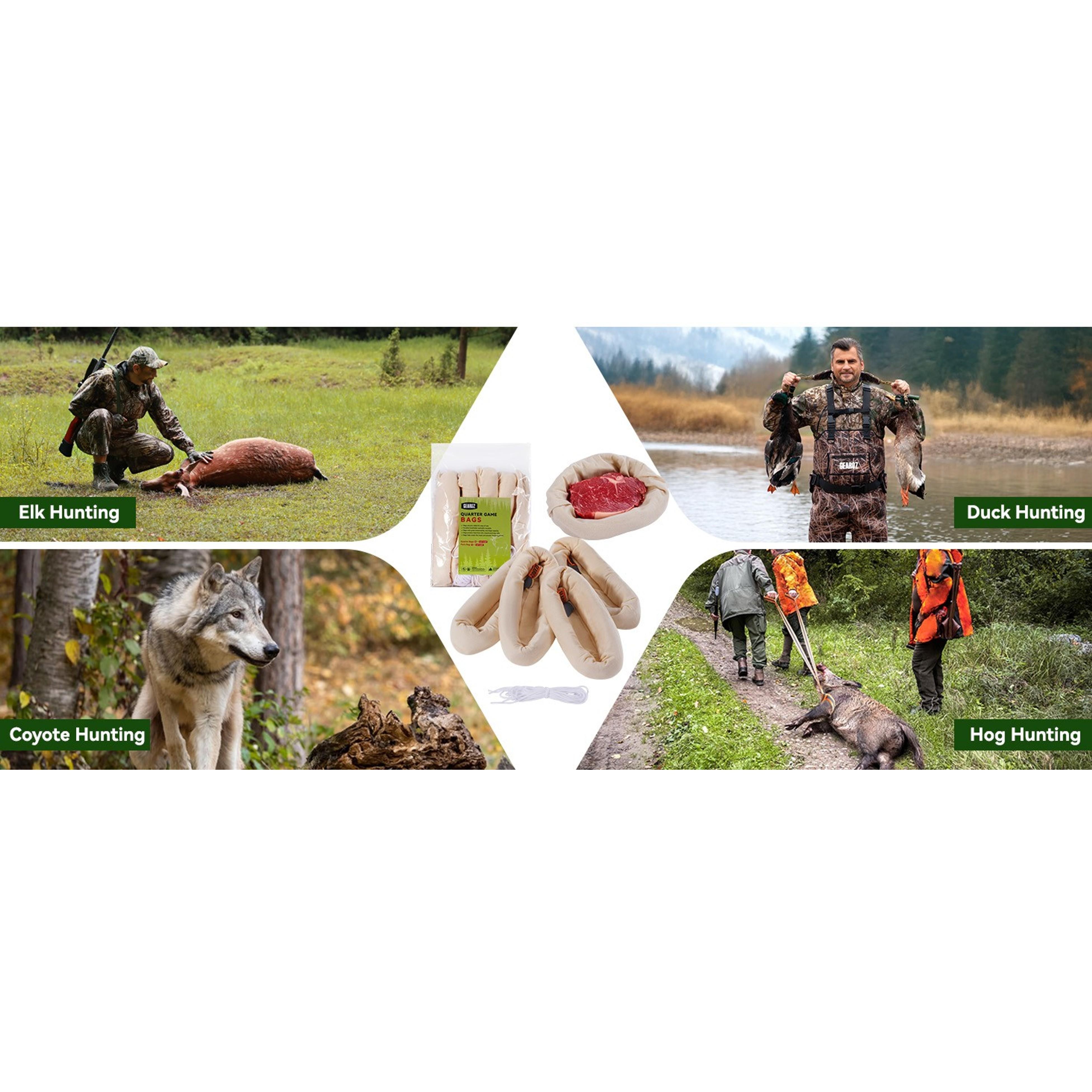 5-Pack Reusable Rolled Heavy Duty Elk Hunting Game Bags – Large Meat Quarter Bags for Elk, Caribou, Deer & Moose – Includes 4x 48" and 1x 28"