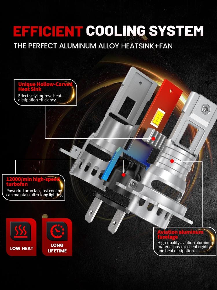 2pcs H1 H7 H4 H11 9005 HB3 9006 HB4 LED Headlight Bulb 50000LM Super Bright CANBUS Led Automobile Lamps Plug And Play Turbo Fan Diode Car Lights 6000K 12V