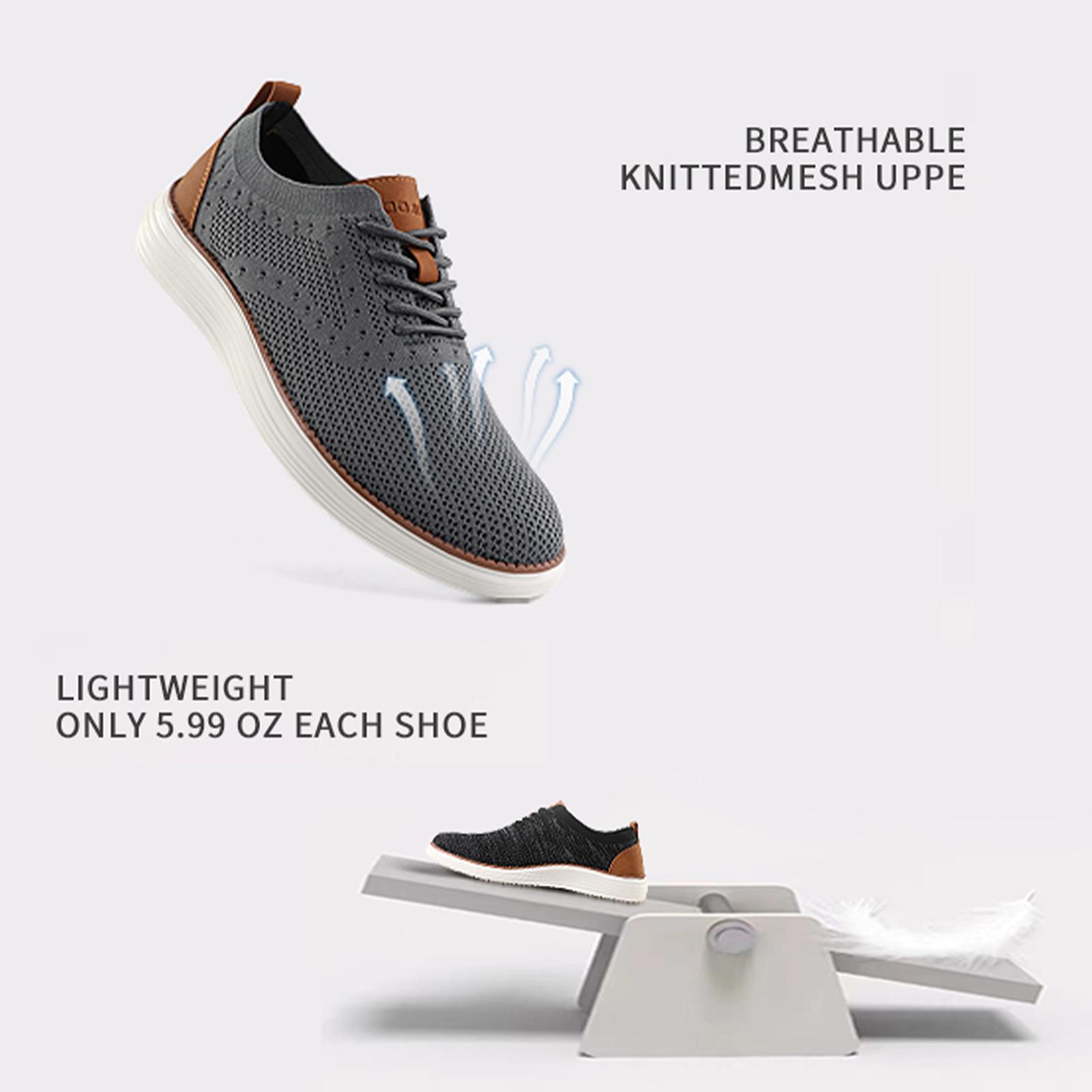 Men's Cushioned Casual Dress Sneakers–Lightweight Breathable Business Oxfords Anti-Slip Comfortable Walking Shoes for Work & Casual Wear| Multiple Colors