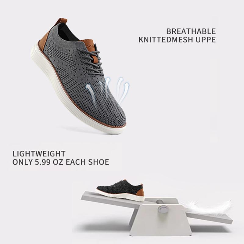 Men's Cushioned Casual Dress Sneakers–Lightweight Breathable Business Oxfords Anti-Slip Comfortable Walking Shoes for Work & Casual Wear| Multiple Colors