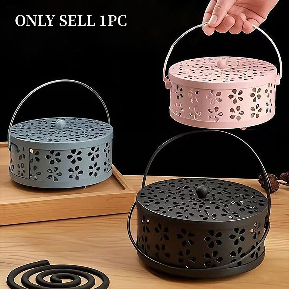 Modern Simple Iron Art Mosquito Coil Holder, Home Use Incense Tray, Fireproof Anti-Scald, Indoor Storage Box for Incense Burner