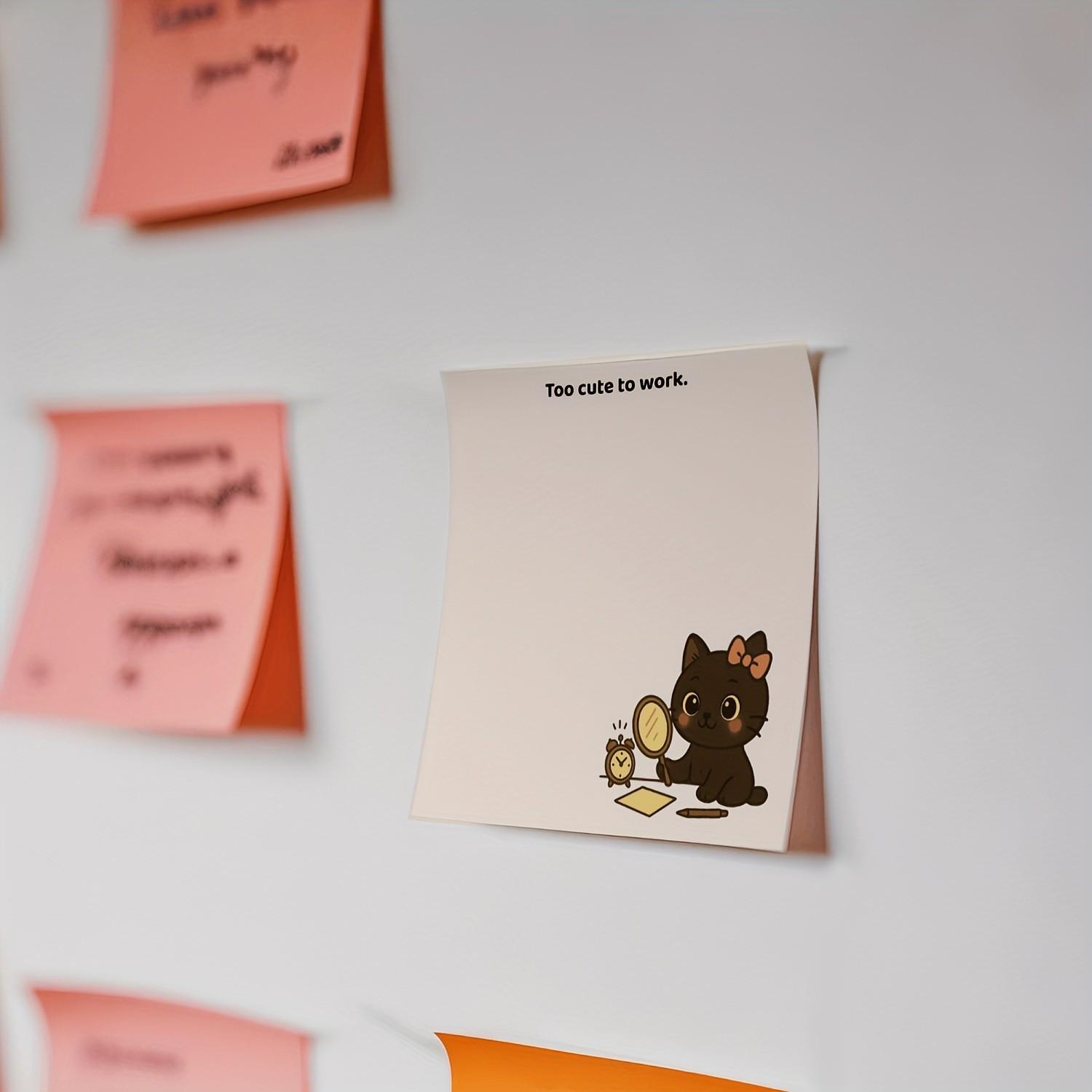 Black Cat Sticky Notes 4-Pack Set, Cute Self-Adhesive Memo Pads with Four Designs, Perfect for Office, School, Journaling, Great Stationery Gift