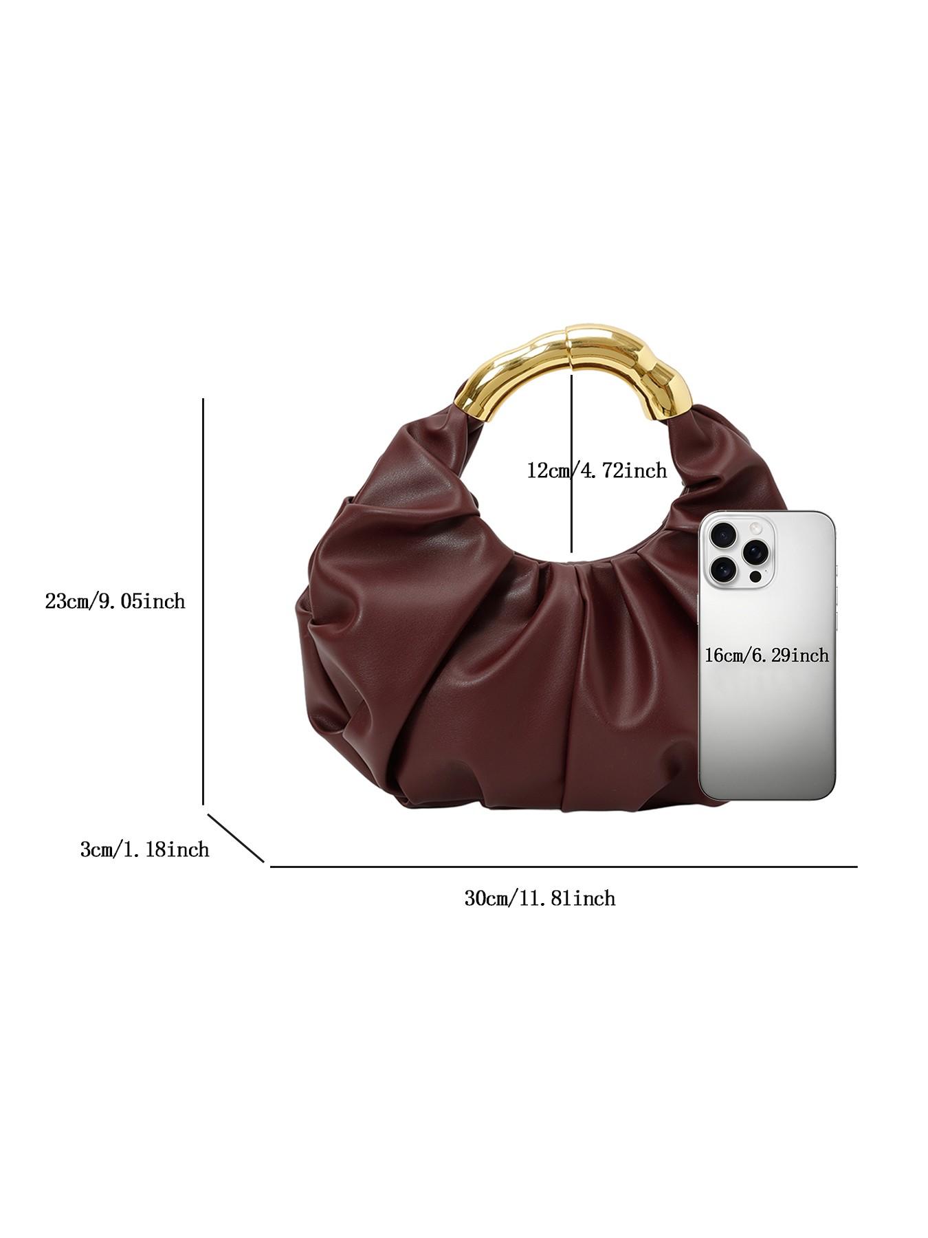High end light luxury pleated cloud handbag, bamboo ring handle, practical texture, fashionable and versatile handbag, solid color and high quality, versatile item for dating, dinner, commuting and other occasions