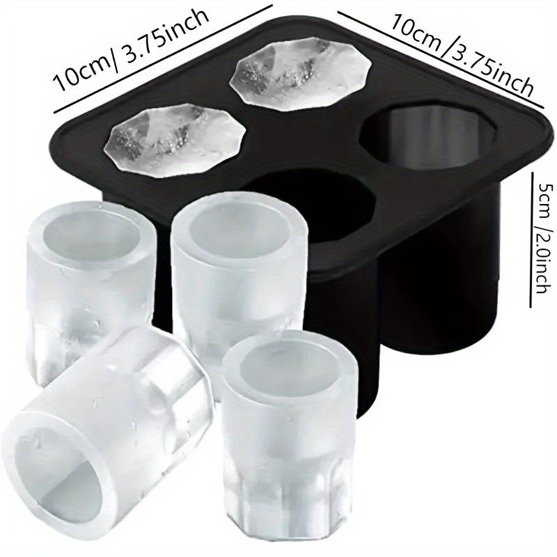 1pc Shot Glass Ice Mold Tray - 4 Cavities, Reusable Whiskey Glass Cubes, Perfect for Cocktails & Beverages, Kitchen Bar Accessory