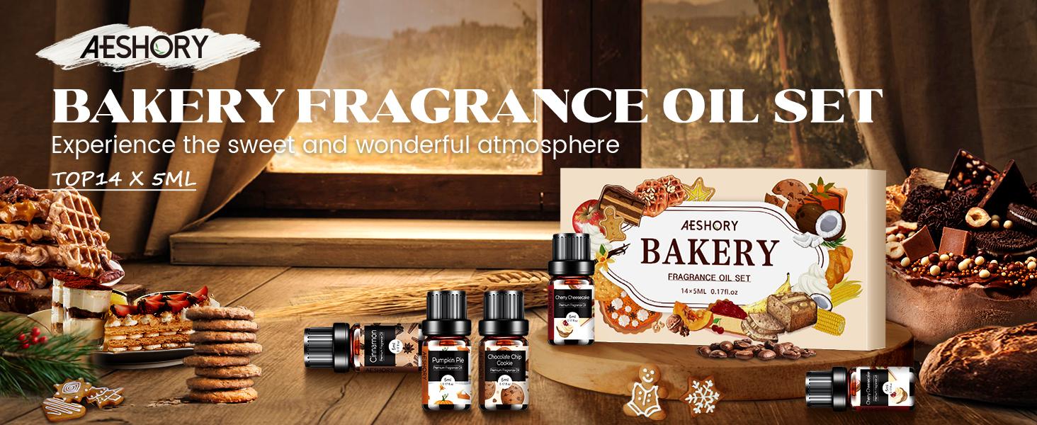 Hotel / Bakery/ Floral / Woody / Fruit Essential Oils Set (14×5ml) – Natural Fragrance Oils for Aromatherapy Diffusers & Candle Making Aromatic Scent Cookie Perfume Chocolate Cherry Coconut Cream Scented