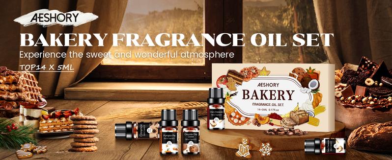 Hotel / Bakery/ Floral / Woody / Fruit Essential Oils Set (14×5ml) – Natural Fragrance Oils for Aromatherapy Diffusers & Candle Making Aromatic Scent Cookie Perfume Chocolate Cherry Coconut Cream Scented