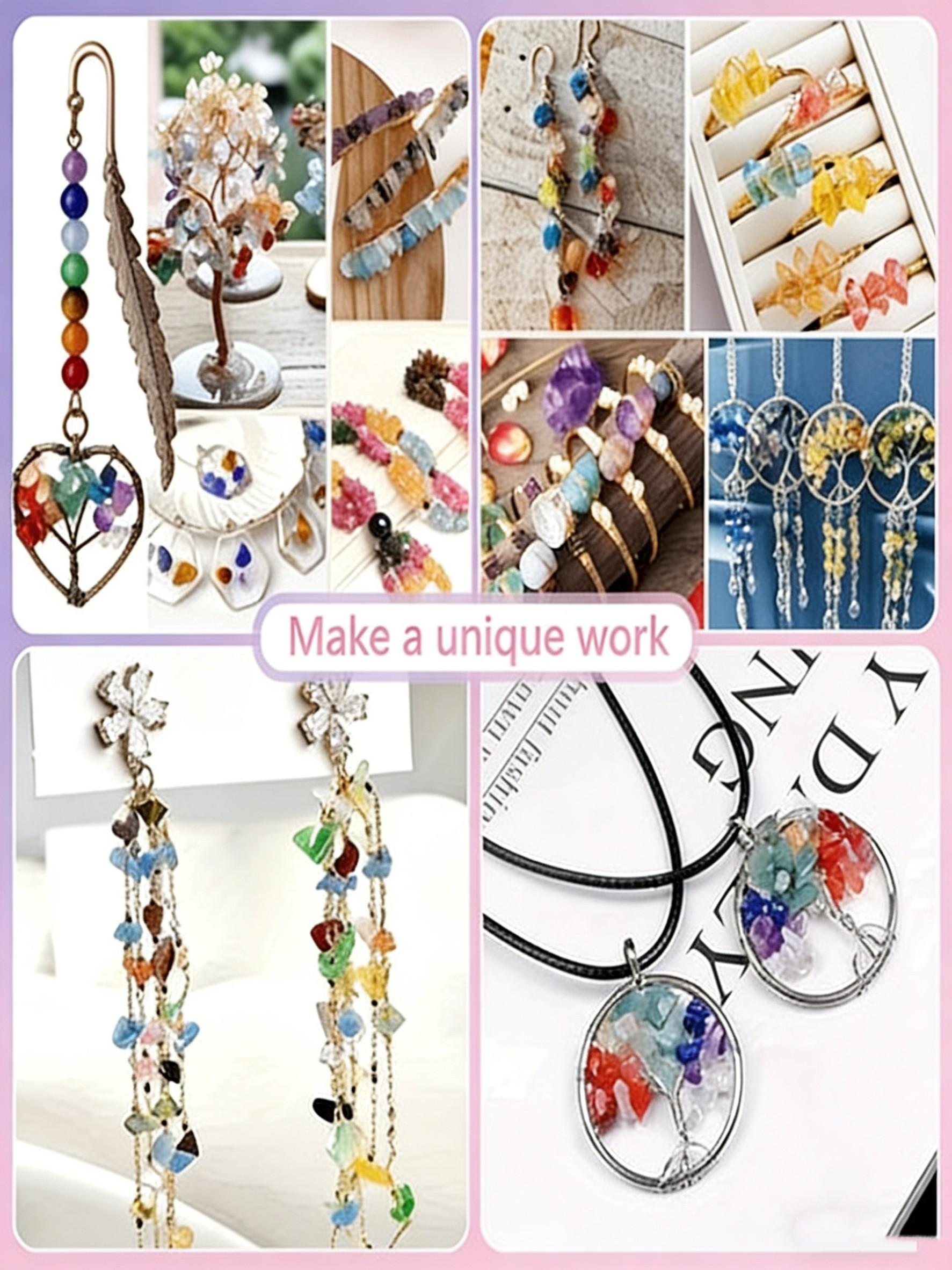 DIY Lucky Gemstone Bead Jewelry Making Kit, Glass Beads, Strand Charms, Perfect for Bracelets Necklaces, Includes Large Storage Box, Elastic Cord