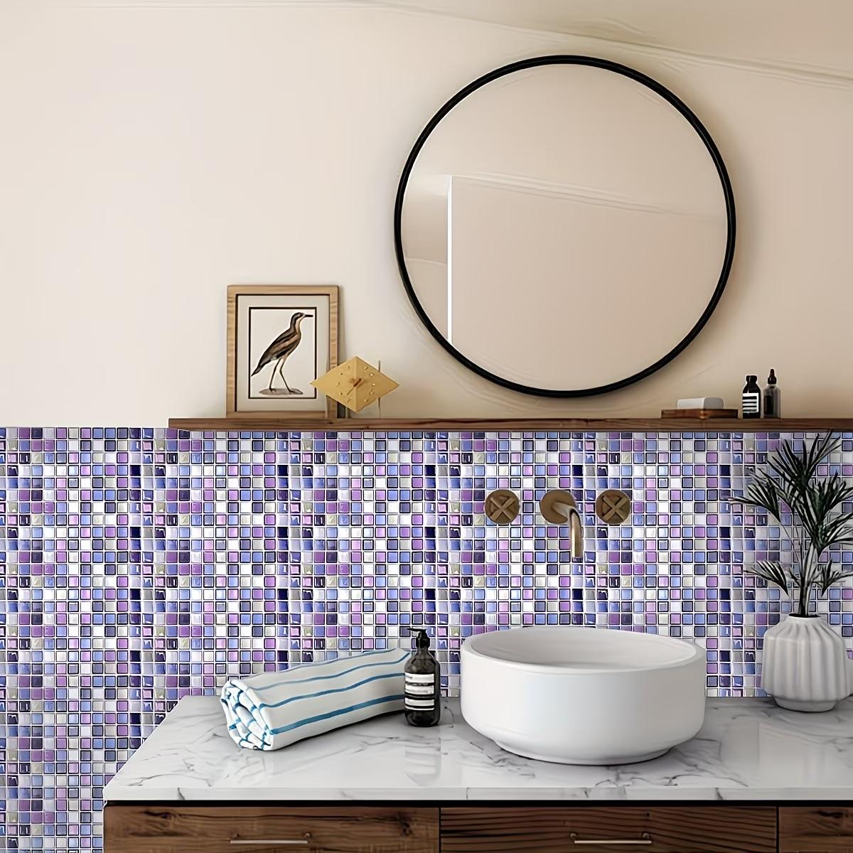 Crystal Resin 3D Mosaic Tiles Self-Adhesive Wall Stickers, Heat-Resistant Peel-And-Stick Wallpaper for Living Room Kitchen Bathroom Home Decor