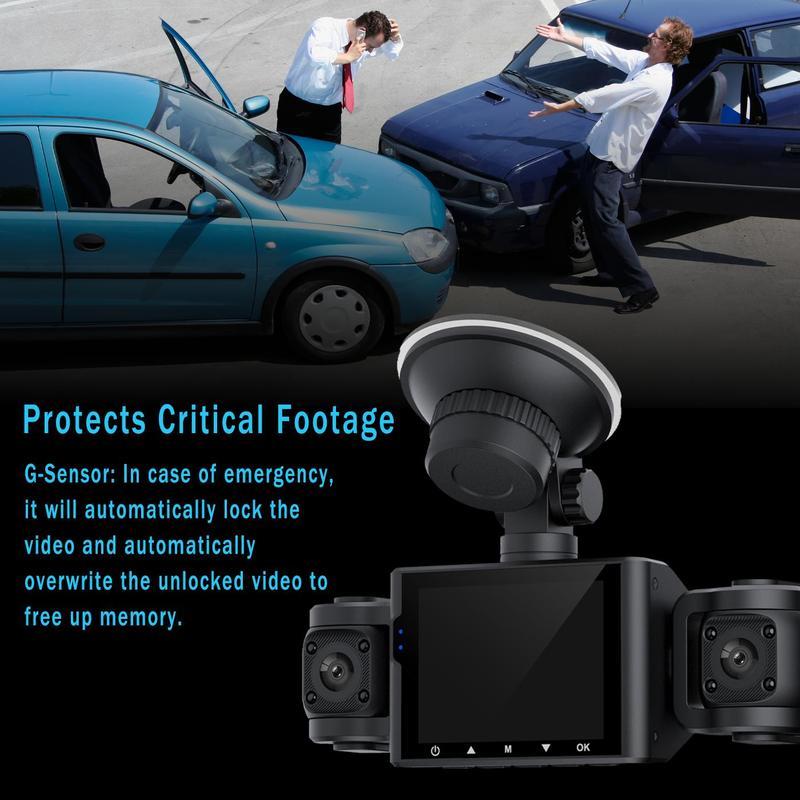 4 Channel Dash Cam, Car DVR with Front & Rear & Inside Left & Inside Right Camera, Car Electronics Accessories, Car Video Surveillance