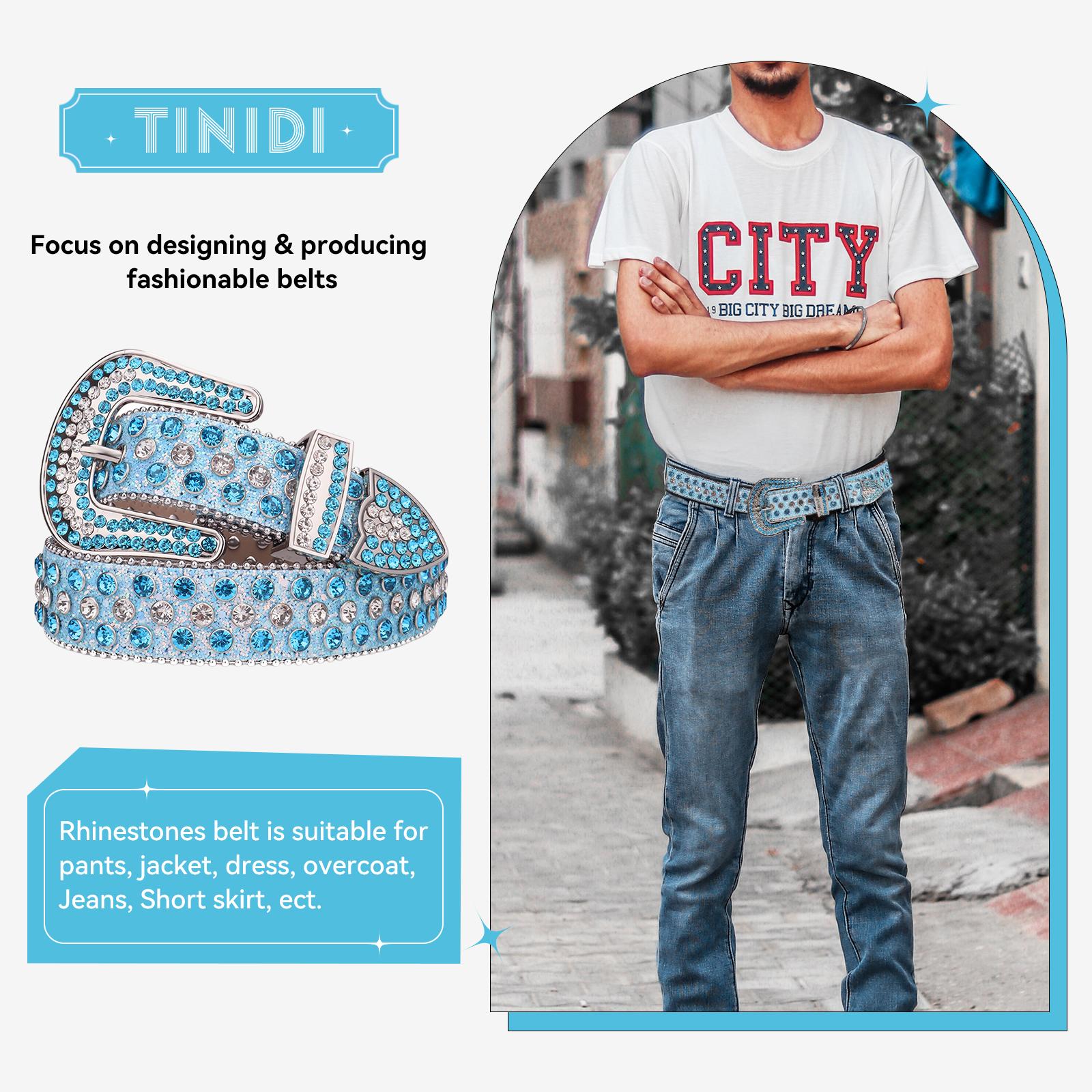 Shiny Luxury Rainbow Klein Stone Western Buckle Belt, Summer Fashion Holographic Belt, Rhinestone Cowgirl Belt, Glitter Sparkle Punk Belt for Party Dance, Daily Clothing Decoration Style cheetah print belt belts men