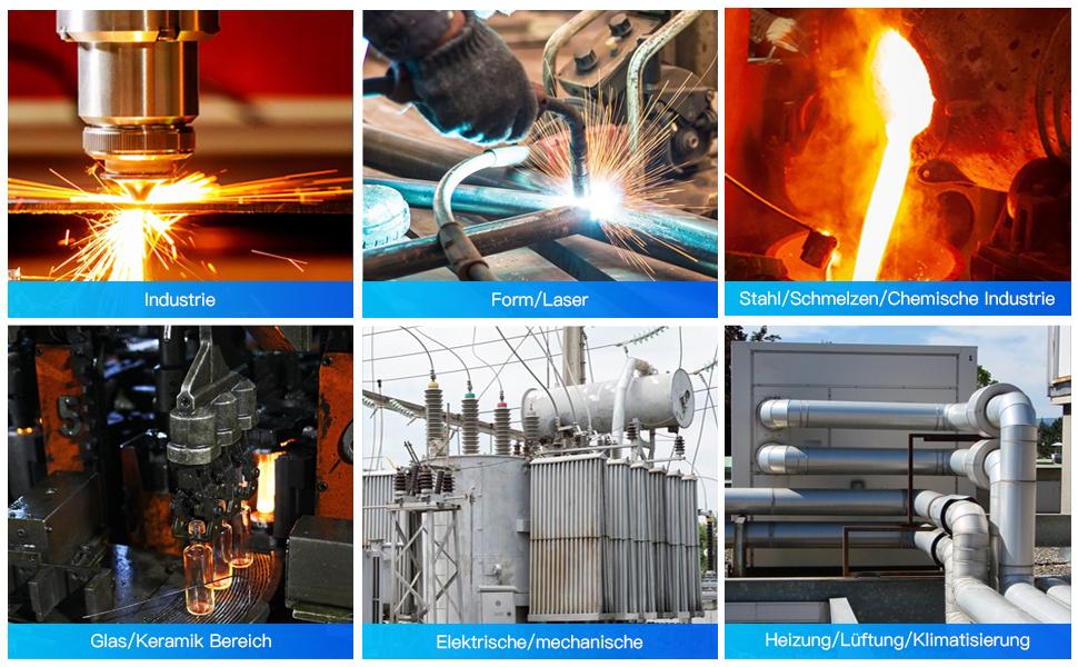 Mestek IR05B Infrared Thermometer -40°F ~3632°F,-40~2000℃ with 2 Dual Laser High Temperature Meter Color Screen Thermometer with Temperature Probe