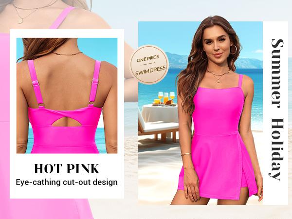 Daci Women's One Piece Swimdress - Tummy Control Swimsuit Full Coverage Modest Skirted Bathing Suit with Pockets 2026