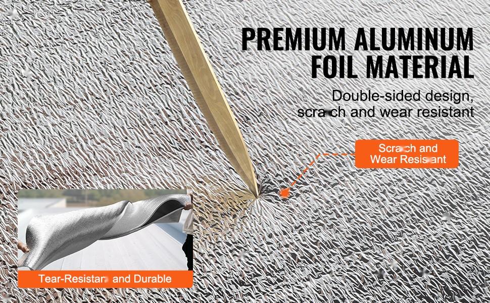 Double Reflective Foam-Core Insulation Roll, Foil-Faced Radiant Barrier for Attic-Roof-Wall, Energy Efficiency Enhancer, Heat Shield, Vapor Barrier, Durable Construction, 300x48x19/32 in