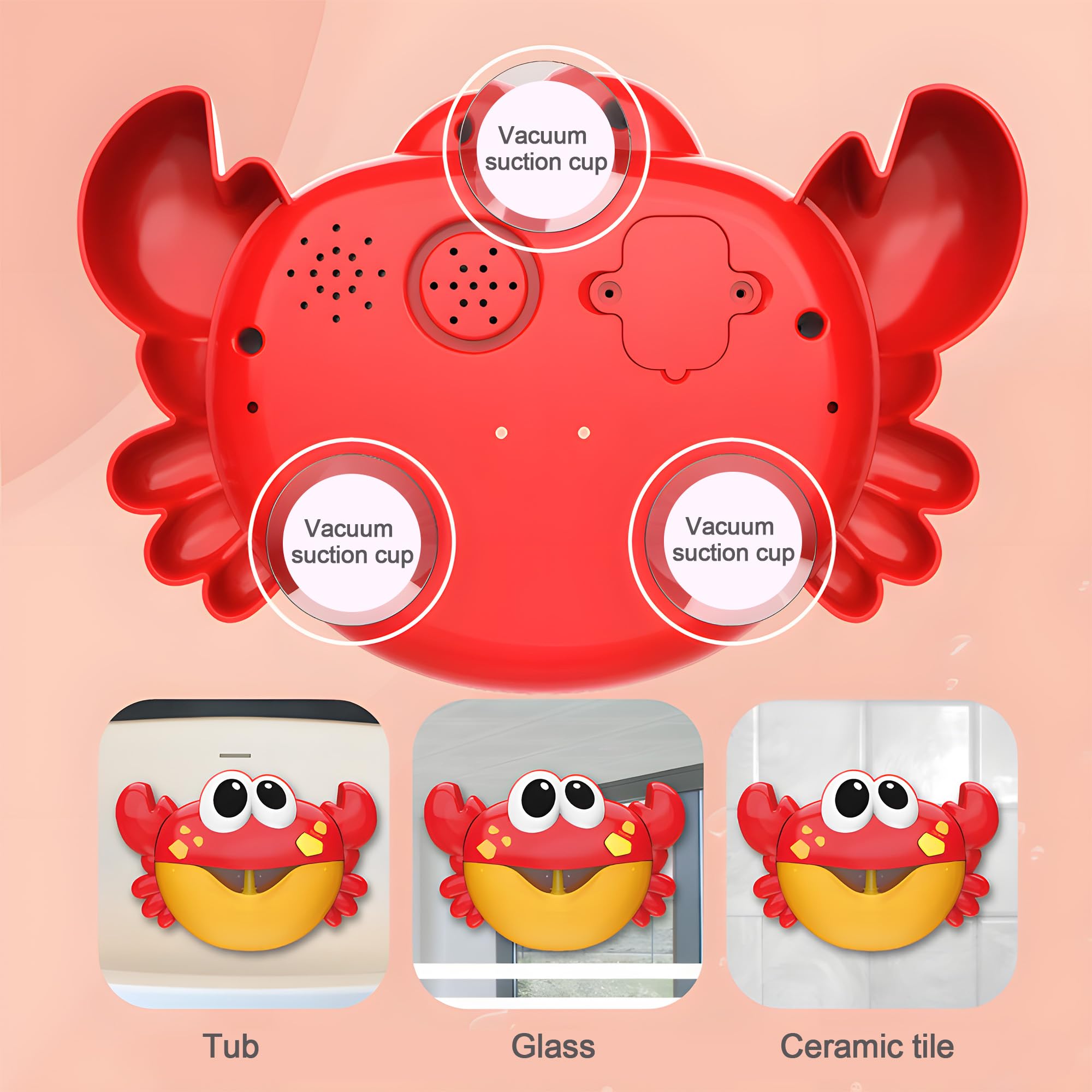 Crab Bubble Machine Toy for Bath Time, Electric Musical Crab Bath Toy for Infants and Toddlers, Fun Water Play for Boys and Girls, Bath Bubble Maker