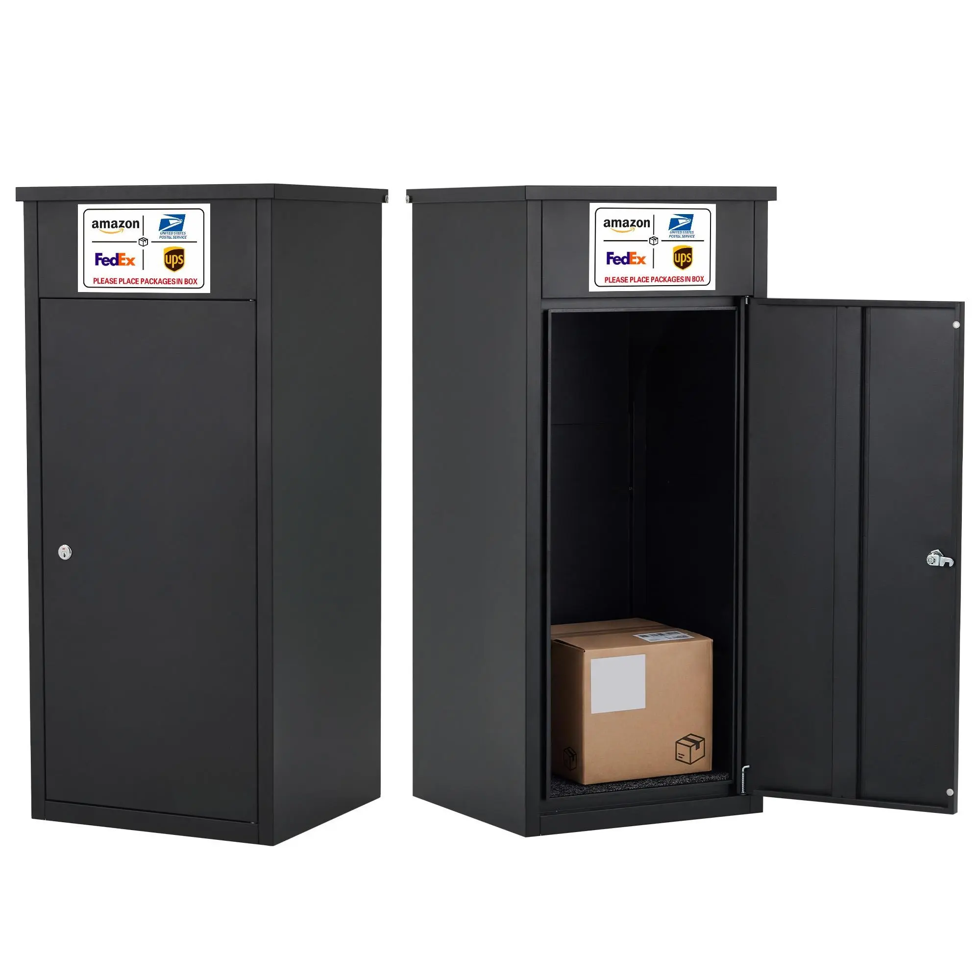 Heavy Duty Galvanized Steel Lockable Package Delivery Box - Heavy Duty Box with Key Lock Handle, Waterproof Seal, Wall Mount Kit, Anti-Theft Storage, Large Capacity Porch Locker for Home Office Amazon Shipments, Package Storage