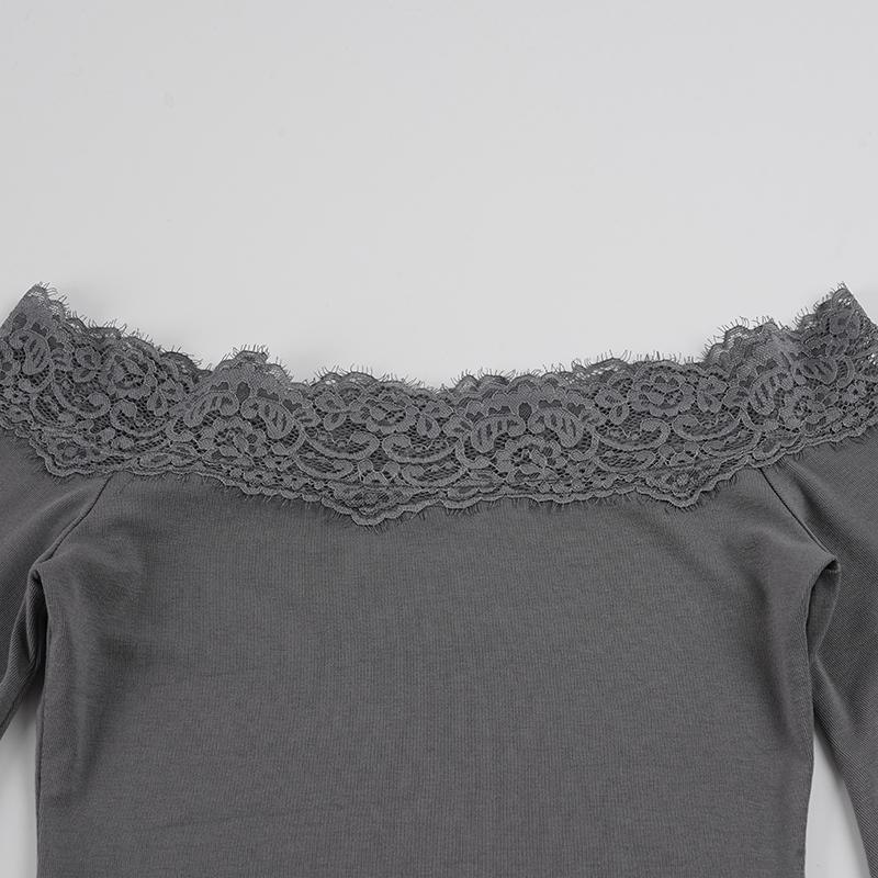 Lace Panel off Shoulder Flare Sleeve T-Shirt, Y2K Backless Sexy Crop Top for Spring & Summer, Vintage Elegant Casual Women's Fashion