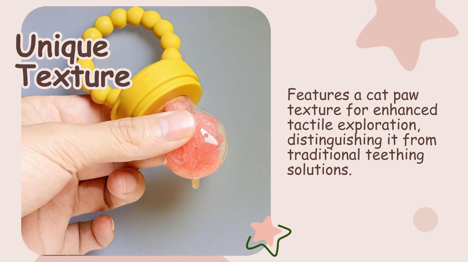 Baby Fruit Feeder Teether,Beaded Silicone Ring Handle, BPA-Free Fresh Food Feeder with 3 Mesh Pouches, Safe Tableware for Infant Self-Feeding