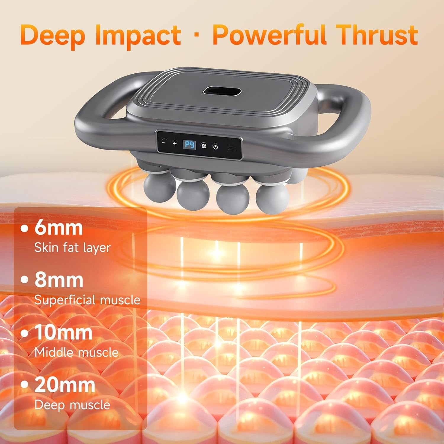 16-Head Deep Tissue Massage Gun Set with 9 Modes & Intensity Levels, Quiet Percussion Muscle Massager for Back/Shoulders/Legs, Portable Rechargeable Massager for Athletes/Office Workers, Usb Rechargeable Massagers