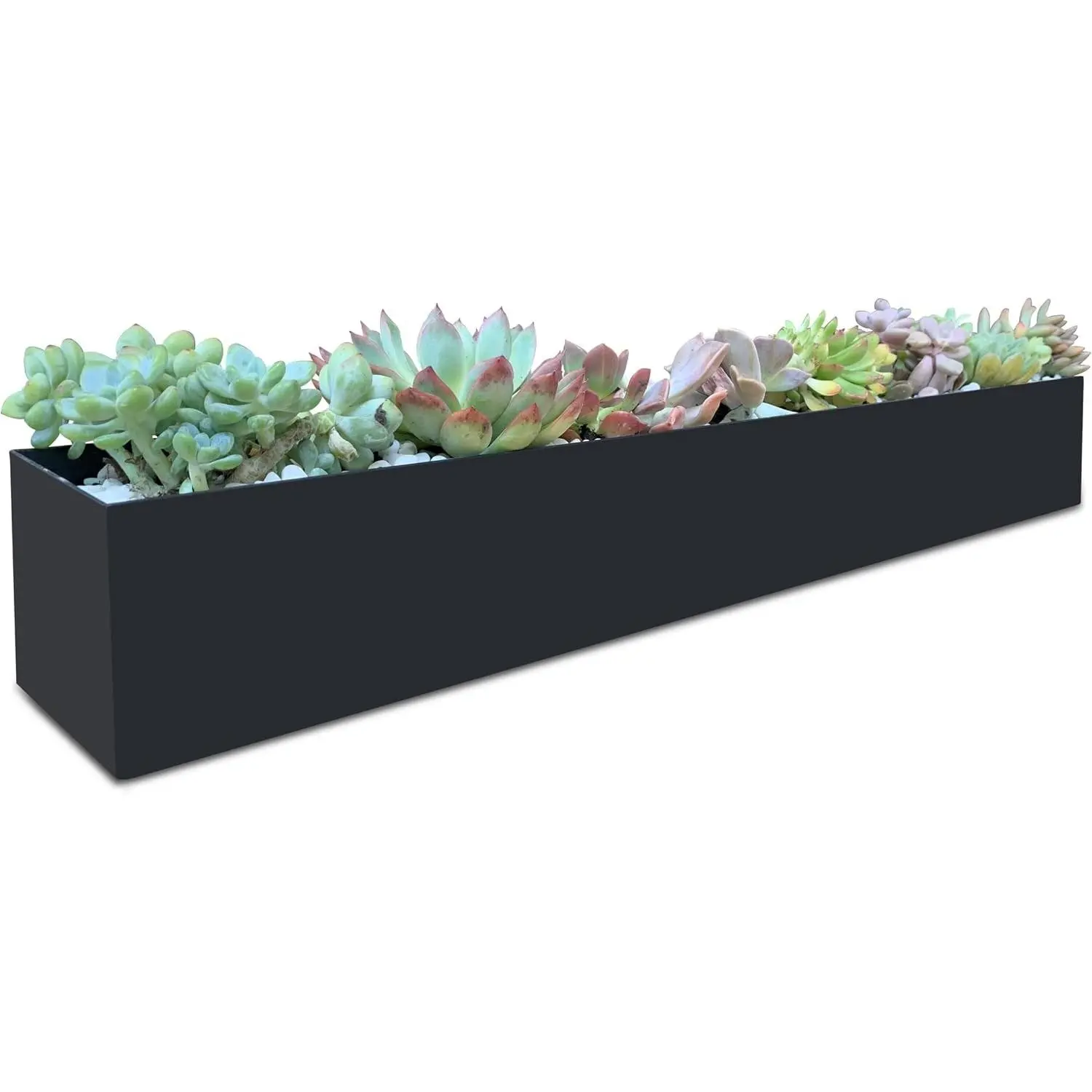 Rectangle Succulent Planter Box - 32" Window Sill Planters - Decorative Indoor/Outdoor Table or Window Boxes Planter - Windowsill Herb (1pc Black)