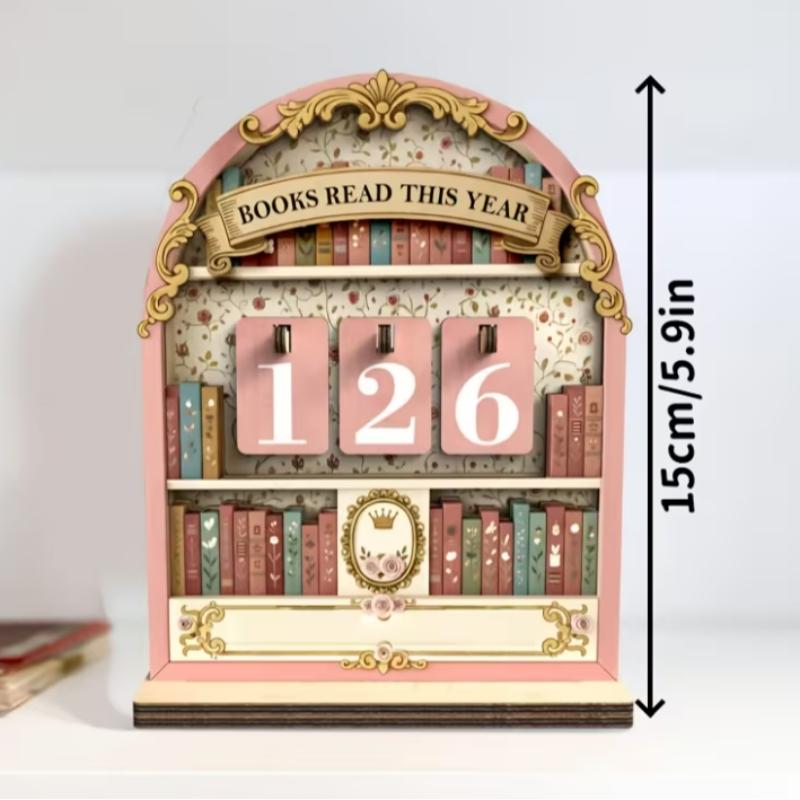 Wooden Vintage Book Reading Tracker, Track Up to 999 Books, DIY Text Base, Office Bookshelf Decor, Vintage Home Decor, Gift for Readers Teachers Writers, Ornaments