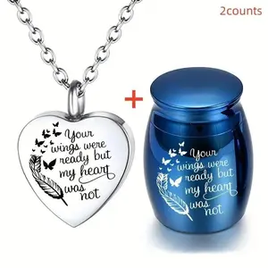 2 Pieces Ashes Cremation Jewelry, Pet/human Carved Pendant Box, Waterproof Memorial Ashes Case, Heartfelt Tribute Gift