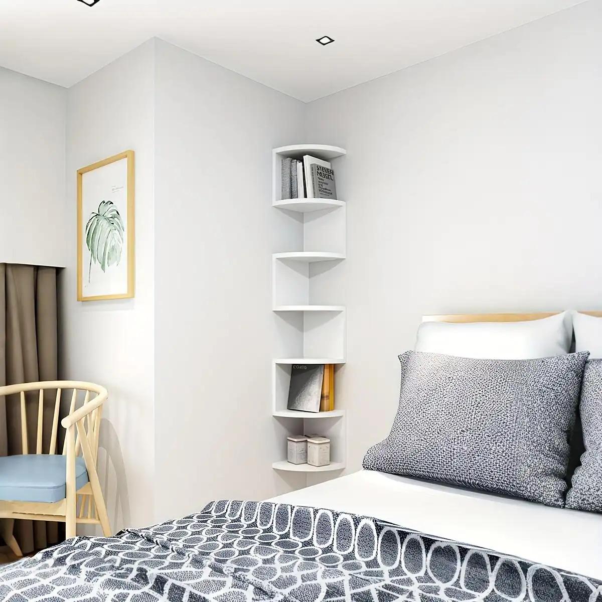 Home corner storage rack, wall triangular hanging storage shelf, corner divider, multi-level bookshelf for walls in kitchen, multi-layer wall-mounted storage, Wall Mounted Organizer