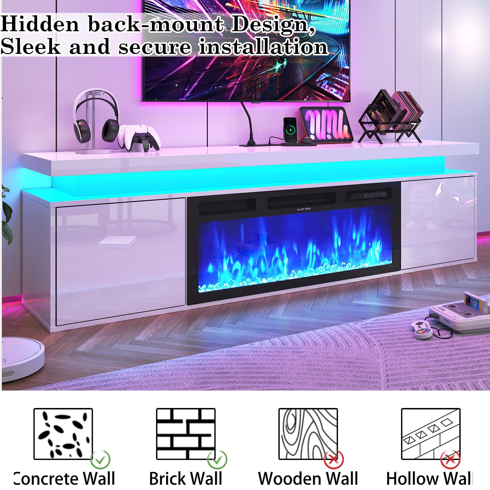 【2Packages Shipping】70in/80in TV Stand with Fireplace Up to 80" TVs/90" TVs, High Gloss LED Fireplace TV Stand Entertainment Center for 70/75+/80/90 inch TV, Modern Media TV Console Cabinet for Living Room,Black/white 【2Packages Shipping】70in/80in TV Stand with Fireplace Up to 80" TVs/90" TVs, High Gloss LED Fireplace TV Stand Entertainment Center for 70/75+/80/90 inch TV, Modern Media TV Console Cabinet for Living Room,Black/white