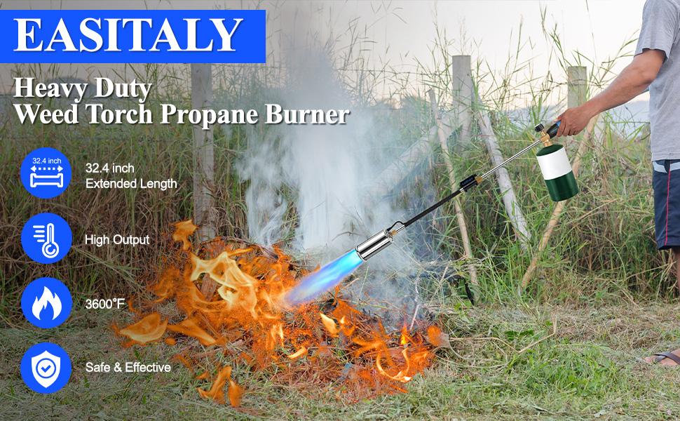 Weed Propane Burner, 32" Blow Thrower, Weed Burner with Self Igniting and Anti-slip Handle for, Charcoal Starter, Ice Melting(Fuel Not Included)