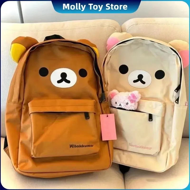 Kawaii Cute Bear Rilakkumas Backpack Large Capacity Anime Cartoon Backpack Stylish Student School Bag Shoulder Bags Schoolbag