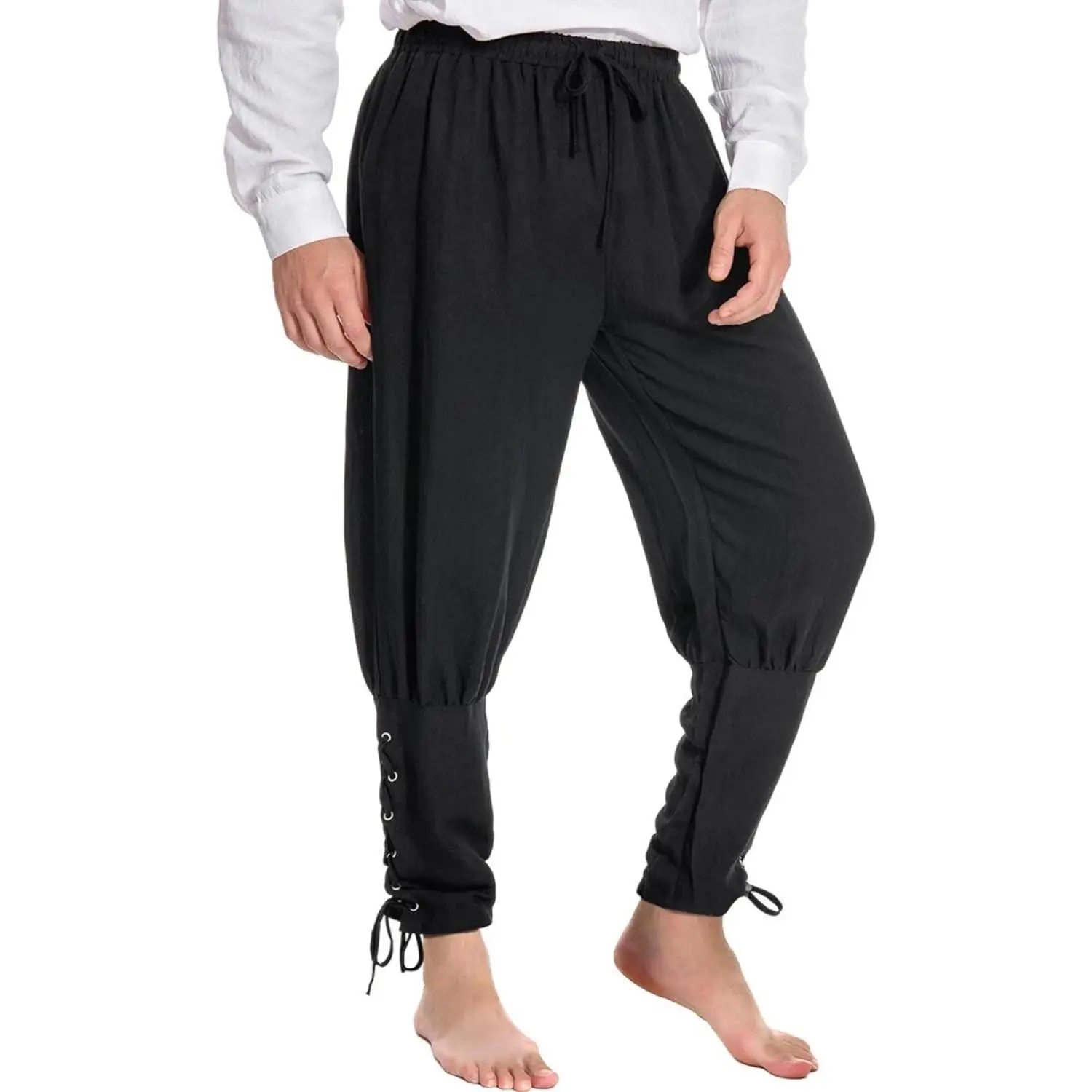 Mens Spring Summer Autumn Ankle Banded Pants Medieval Viking Navigator Trousers Renaissance Pants