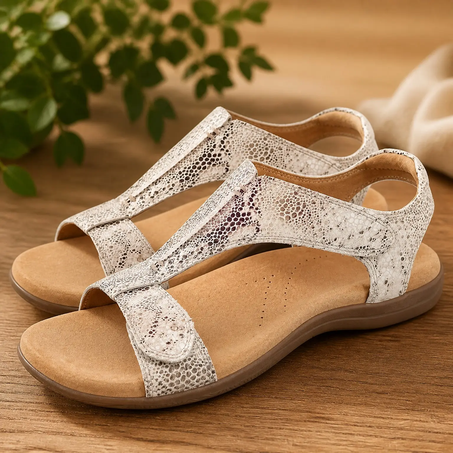 Premium Leather Women's Sandal - Everyday Style, Comfort, Arch Support, Cooling Gel Padding and Adjustable Fit for Exceptional Walking Comfort(Gift)