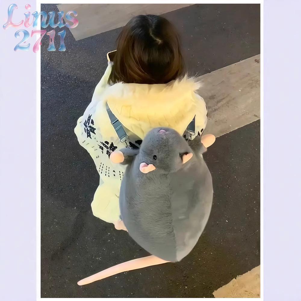 Kawaii Animal Shape Kids Backpack for Girls - Soft Furry Mini Plush Mouse Bag with Adjustable Strap, Crossbody/Shoulder Purse for Daily Use, Fun Gift (Sports & Outdoor Accessory)