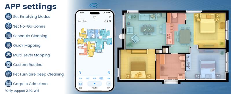 AIRROBO L50+ Robot Vacuum and Mop Combo with 5500Pa Suction, Auto-Emptying Dust Base, Smart Mapping & Voice Control – 60-Day Hands-Free Cleaning for Carpets & Hard Floors